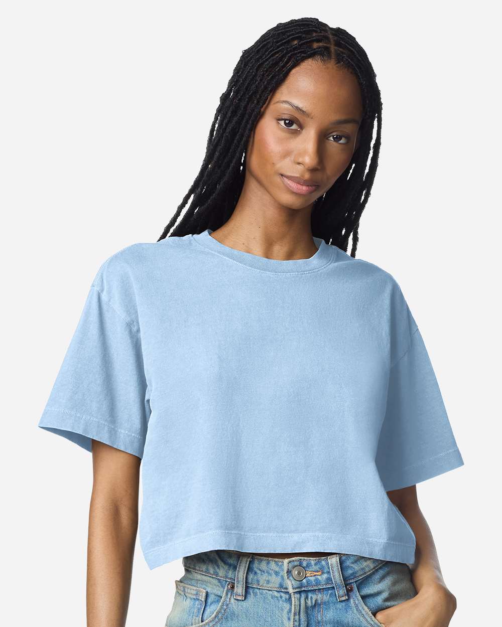 Women's Garment-Dyed Heavyweight Cropped Tee | AA 1302GD: Faded Powder Pink / M