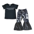 Girl Black Cotton Vinyl Shirt Sequin Pants Singer Outfit