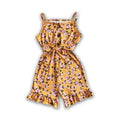 Mustard floral sleeveless baby girls summer jumpsuit