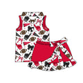 MOQ 5 pcs polo top red bow football top skirt girls team active outfits