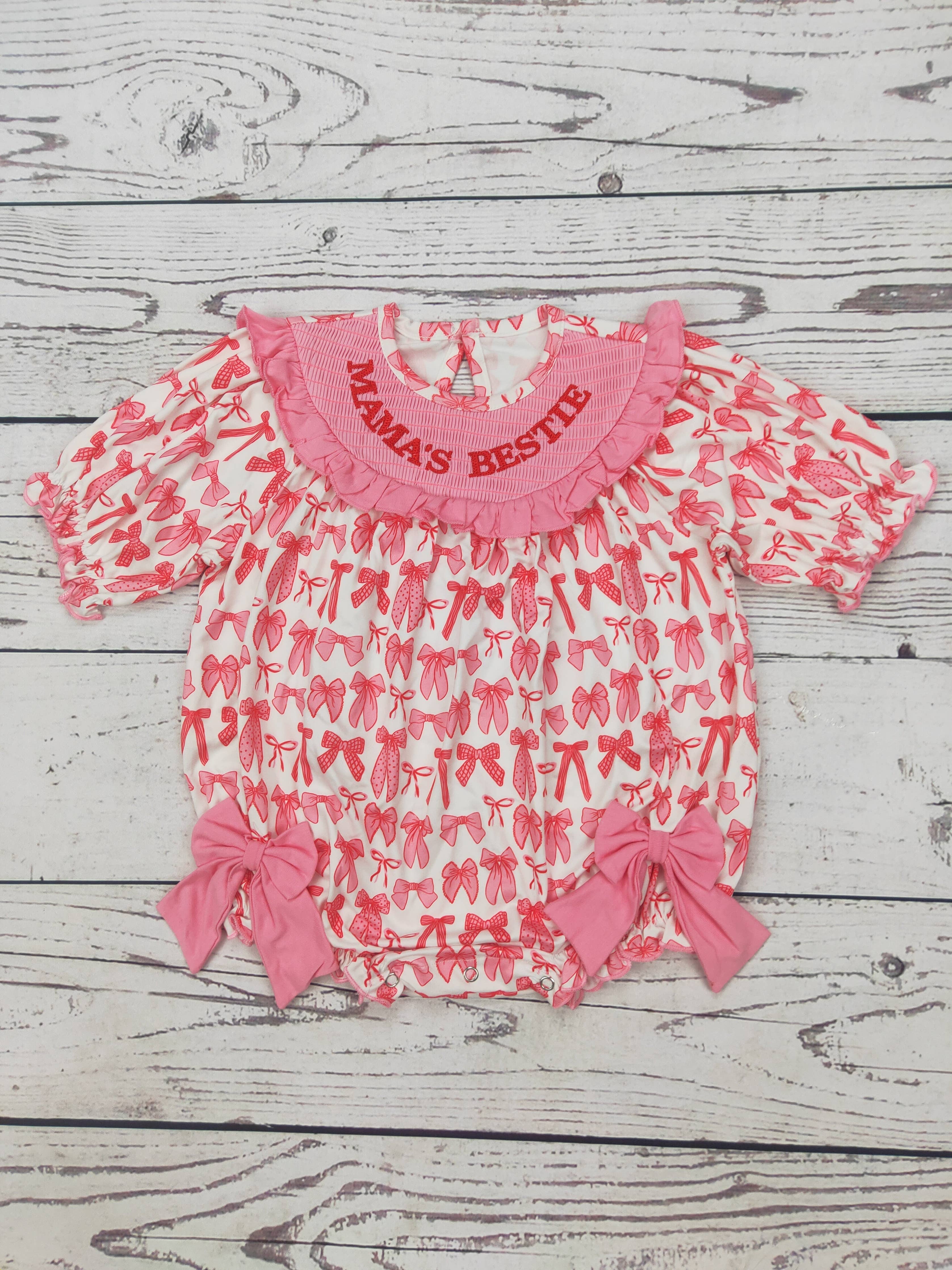 Mama's Bestie Smocked Bubble: 6-12M