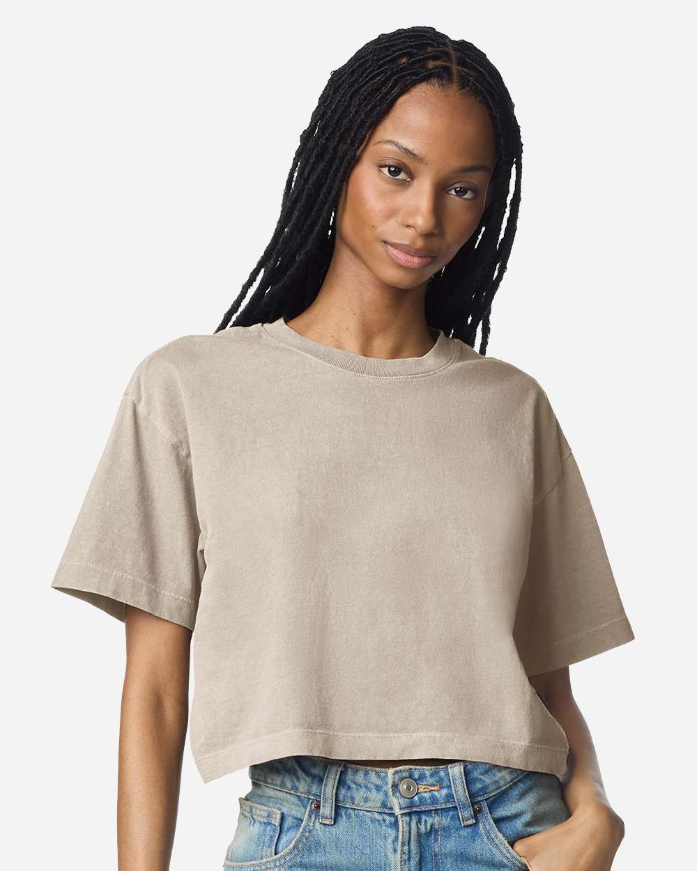 Women's Garment-Dyed Heavyweight Cropped Tee | AA 1302GD: Faded Powder Pink / M