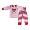 Pink reindeer applique cotton girls Christmas pjs