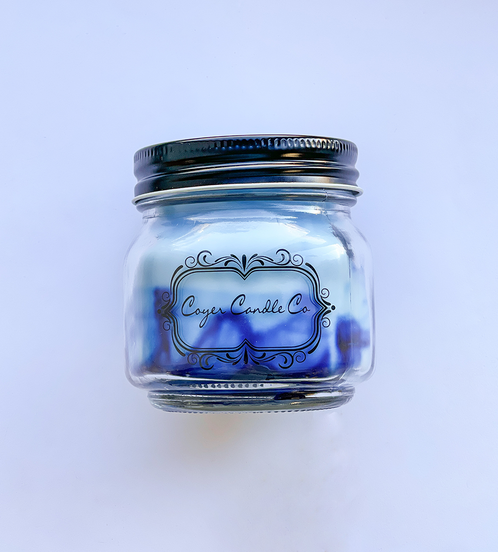 8 oz. Mason Jar Candles - Signature Collection: Add barcode to warning label / Pecans 'n Maple Syrup