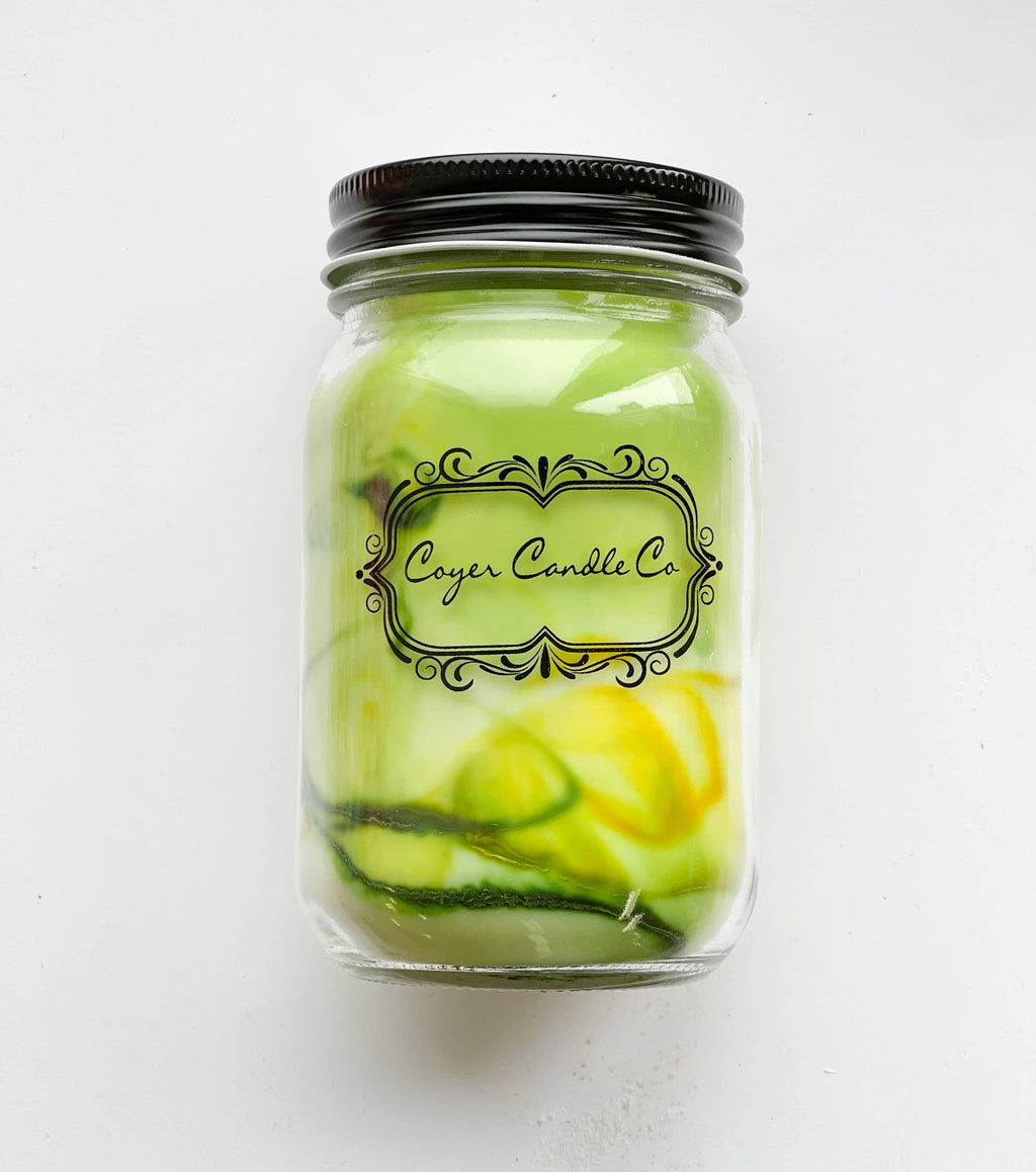 16 oz. Pint Mason Jar Candles - Summer Collection: Add barcode to warning label / Beachglass