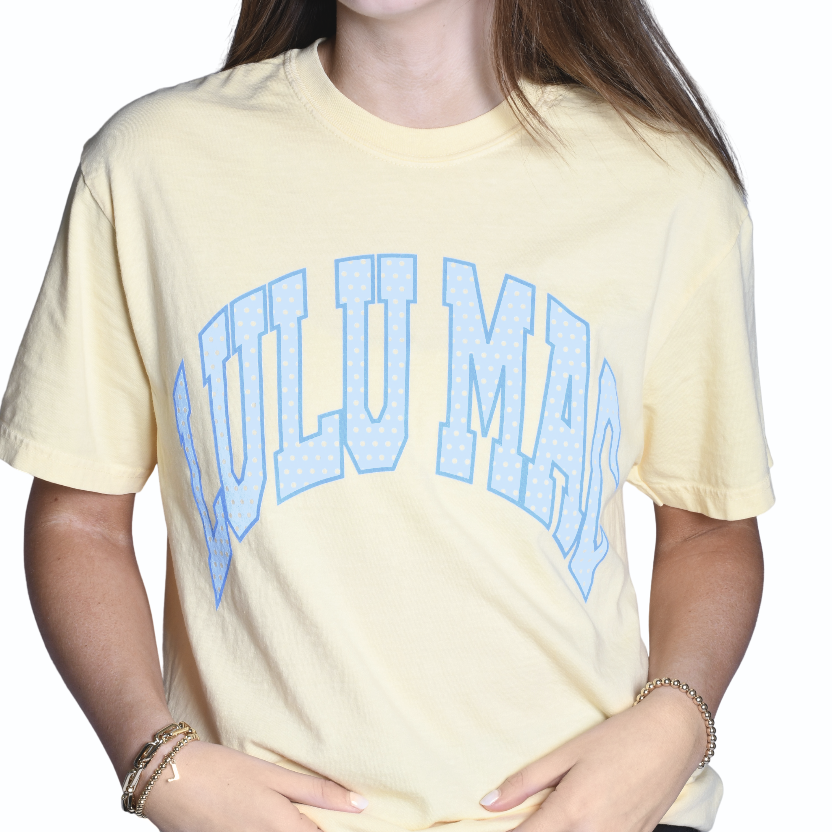 LM-PD-1001 Polka Dot Adult Butter Comfort Colors Tee: Butter / Medium