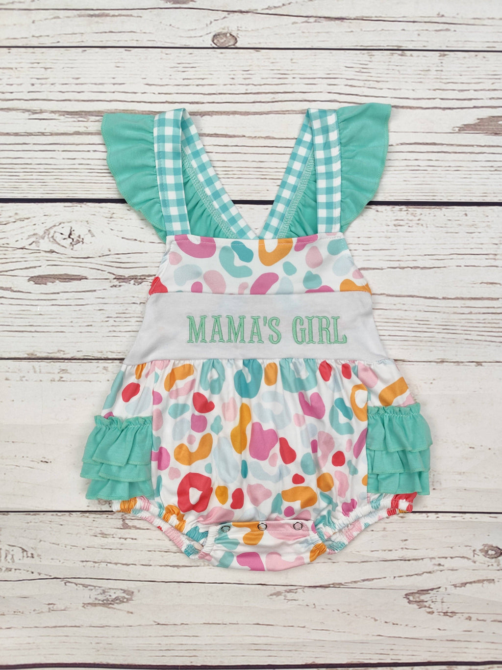 Mama's Girl Appliqué Cheetah Bubble with Ruffle: 6-12M