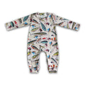 Fish print long sleeve baby boy romper