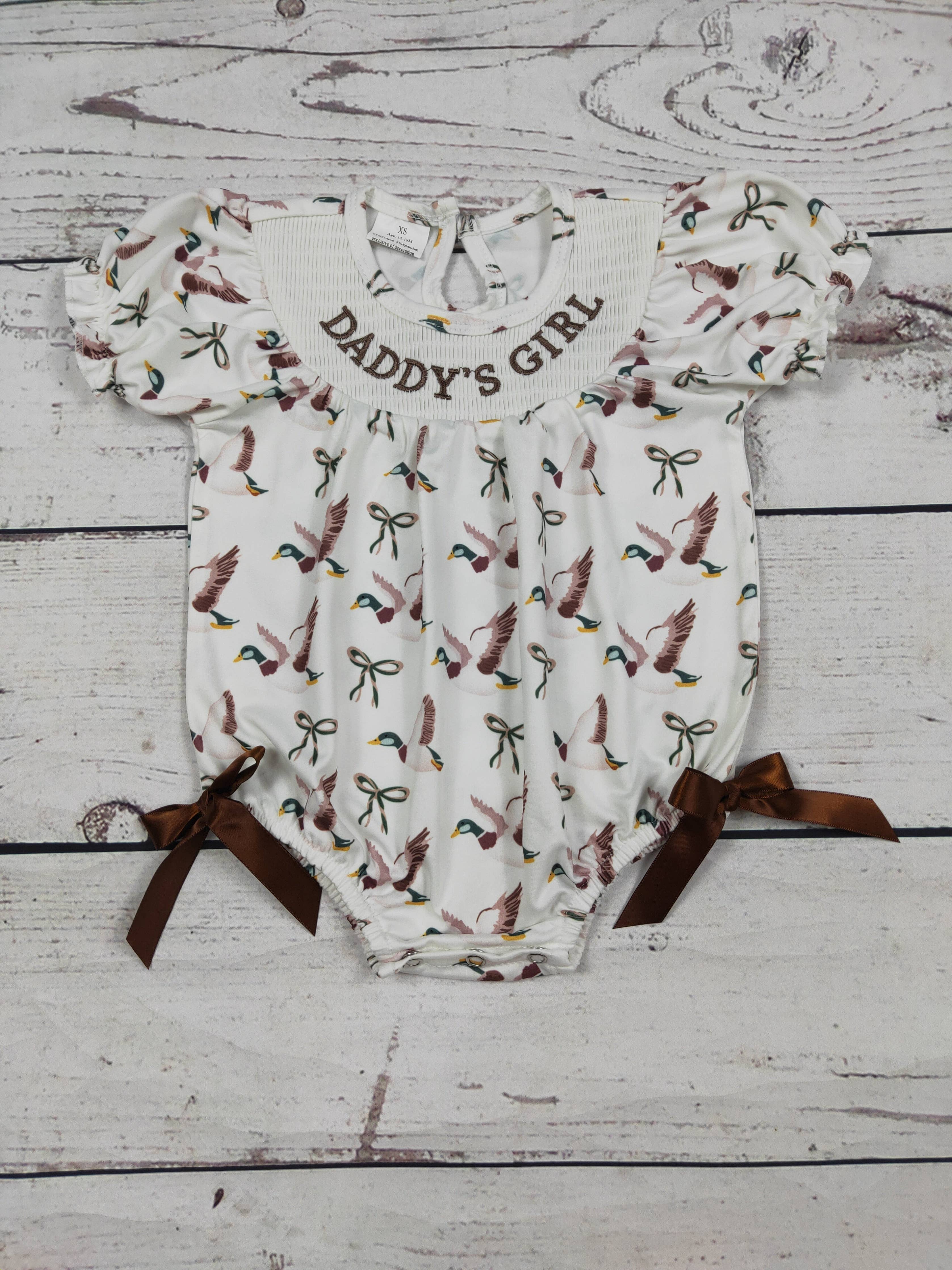 Duck Printed DADDY'S GIRL Smocked Bubble: 2T