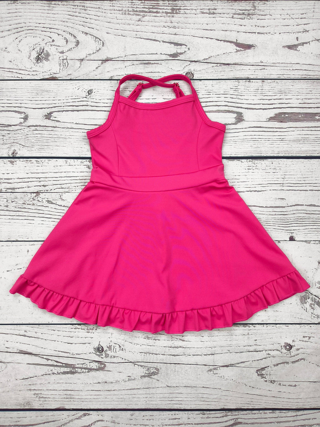Hot Pink Girls Athletic Dress with Ruffle: 6-12M