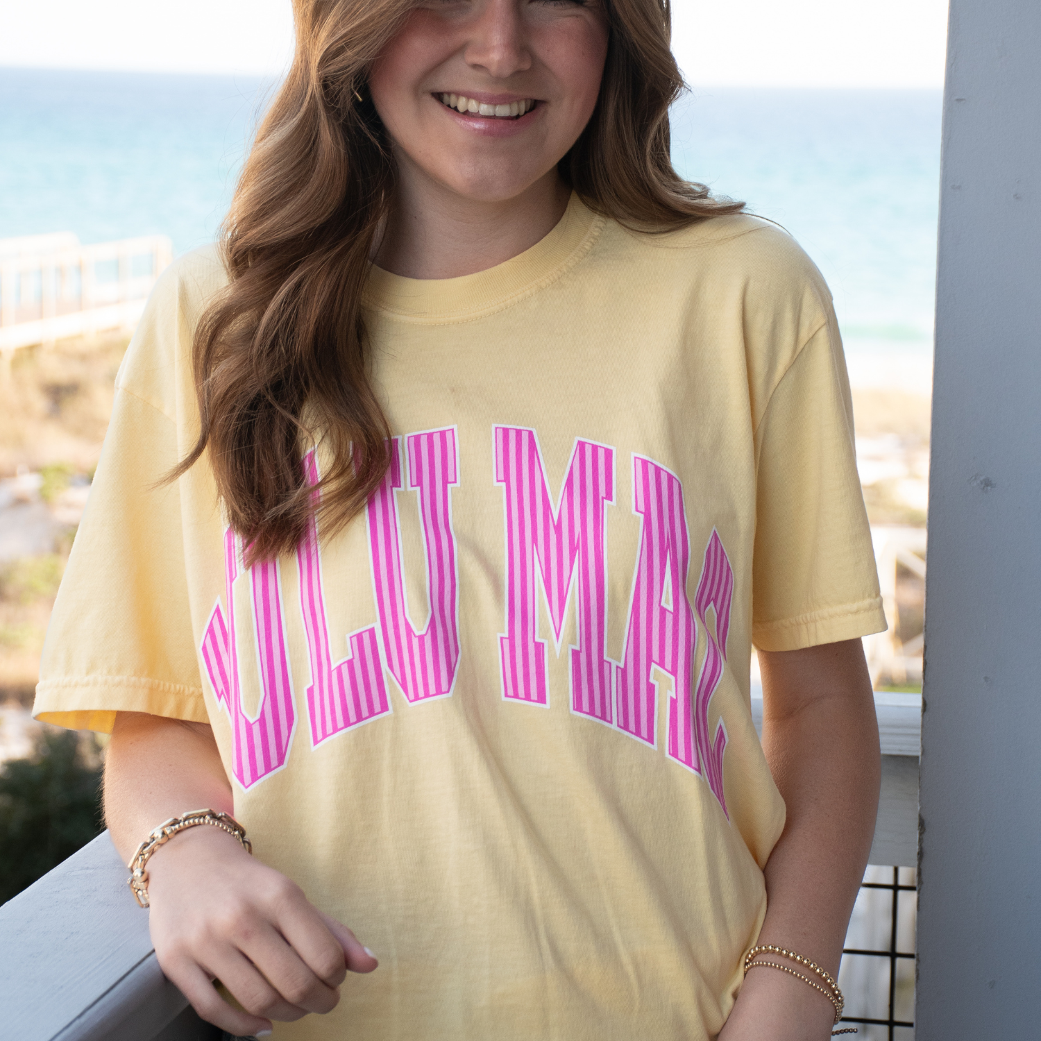 LM-STR-1000 Stripe Adult Butter Comfort Colors Tee: Butter / Large