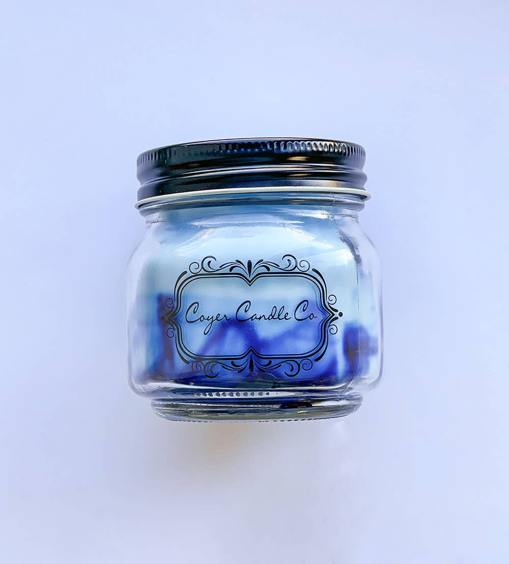 8 oz. Mason Jar Candles - Signature Collection: Add barcode to warning label / Pecans 'n Maple Syrup