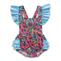 Girl Floral Blue Dot Romper