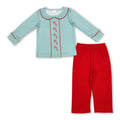 Green plaid candy cane top pants boys Christmas clothes