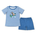 Short sleeves light blue stripe duck top shorts boy summer outfits