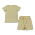 Short sleeves yellow cotton top pocket shorts boys outfits