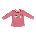 Santa cookie milk red stripe kids boy Christmas shirt