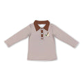 Long sleeves khaki stripe duck kids boy polo shirt