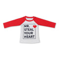Red long sleeves steal your heart kids valentine's raglan