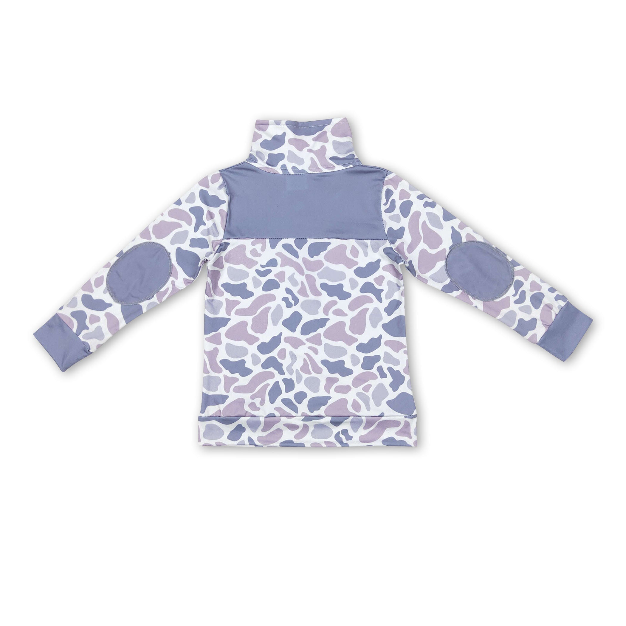 Grey camo long sleeves kids boy zipper pullover