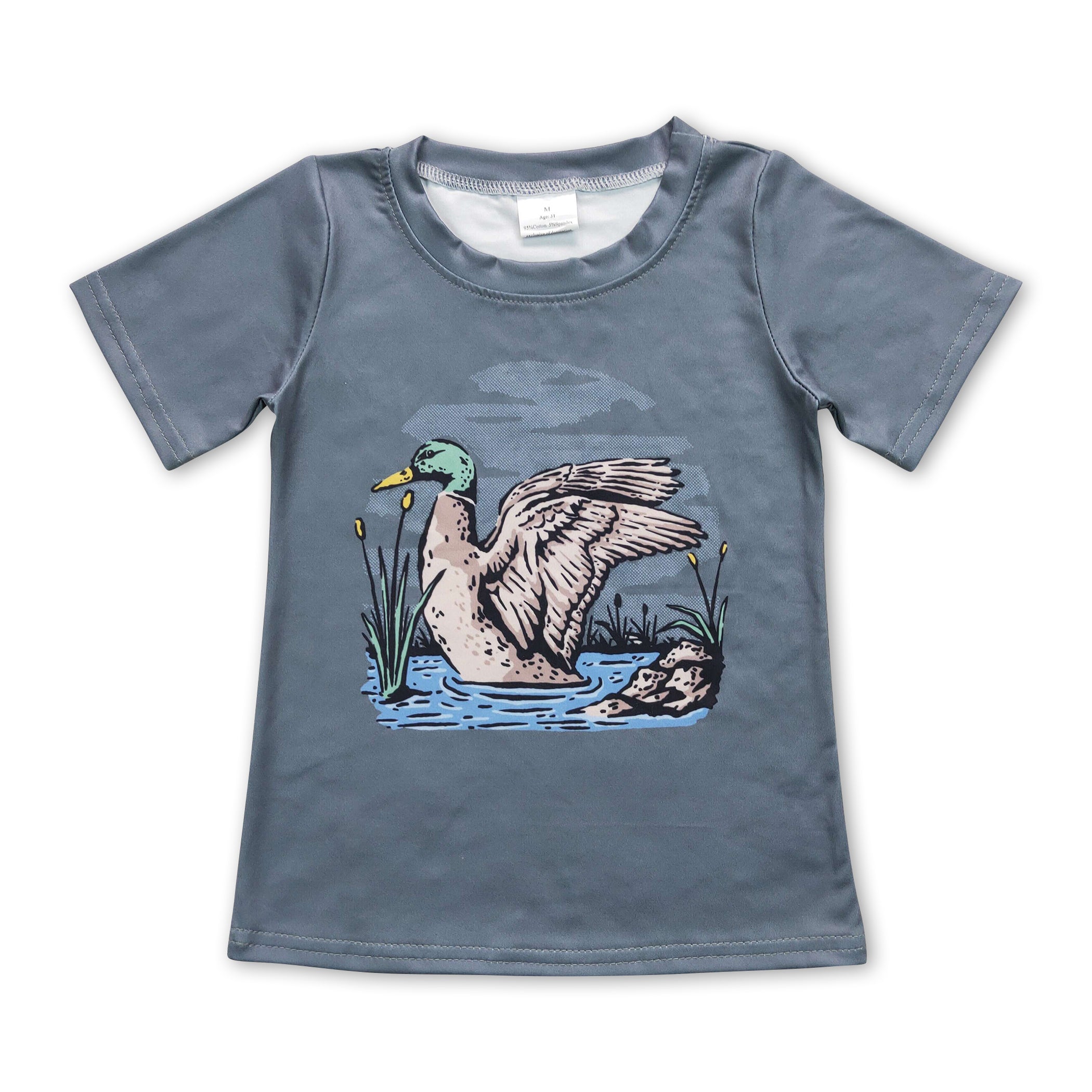 Green short sleeves duck kids boys hunting shirt