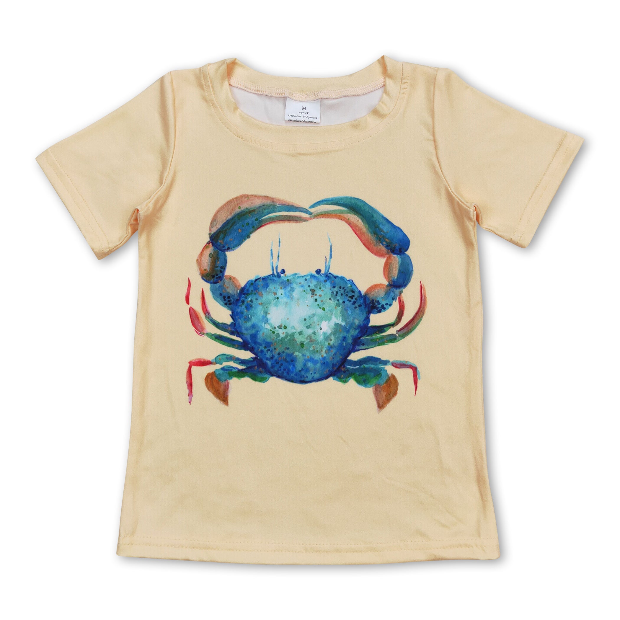 Yellow short sleeves crab boys summer shirt