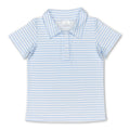 Short sleeves light blue stripe kids boys polo shirt
