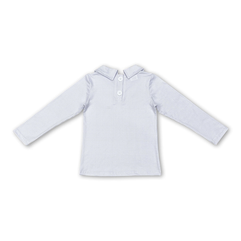Light blue plaid long sleeves kids boys shirt