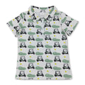 Short sleeves golf cart flag kids boys polo shirt