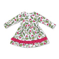 Hot pink ruffle green face Christmas tree girls dresses