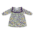 Long sleeves purple ruffle leopard girls Mardi Gras dresses