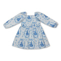 Long sleeves stripe bow castle kids girls dresses