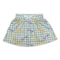 Yellow purple bow green plaid girls mardi gras skirt