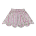 Pink floral elastic waist scallop kids girls skirts