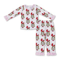 Long sleeves pink stripe kids girls Christmas pajamas