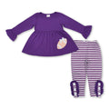 Purple long sleeves football tunic stripe leggings girls clothes