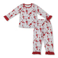 Ruffle red Christmas hat candy cane girls pajamas