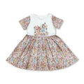 Short sleeves mushroom dogs kids girls dresses