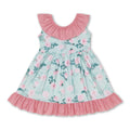 Ruffle bow backless floral girls summer dresses