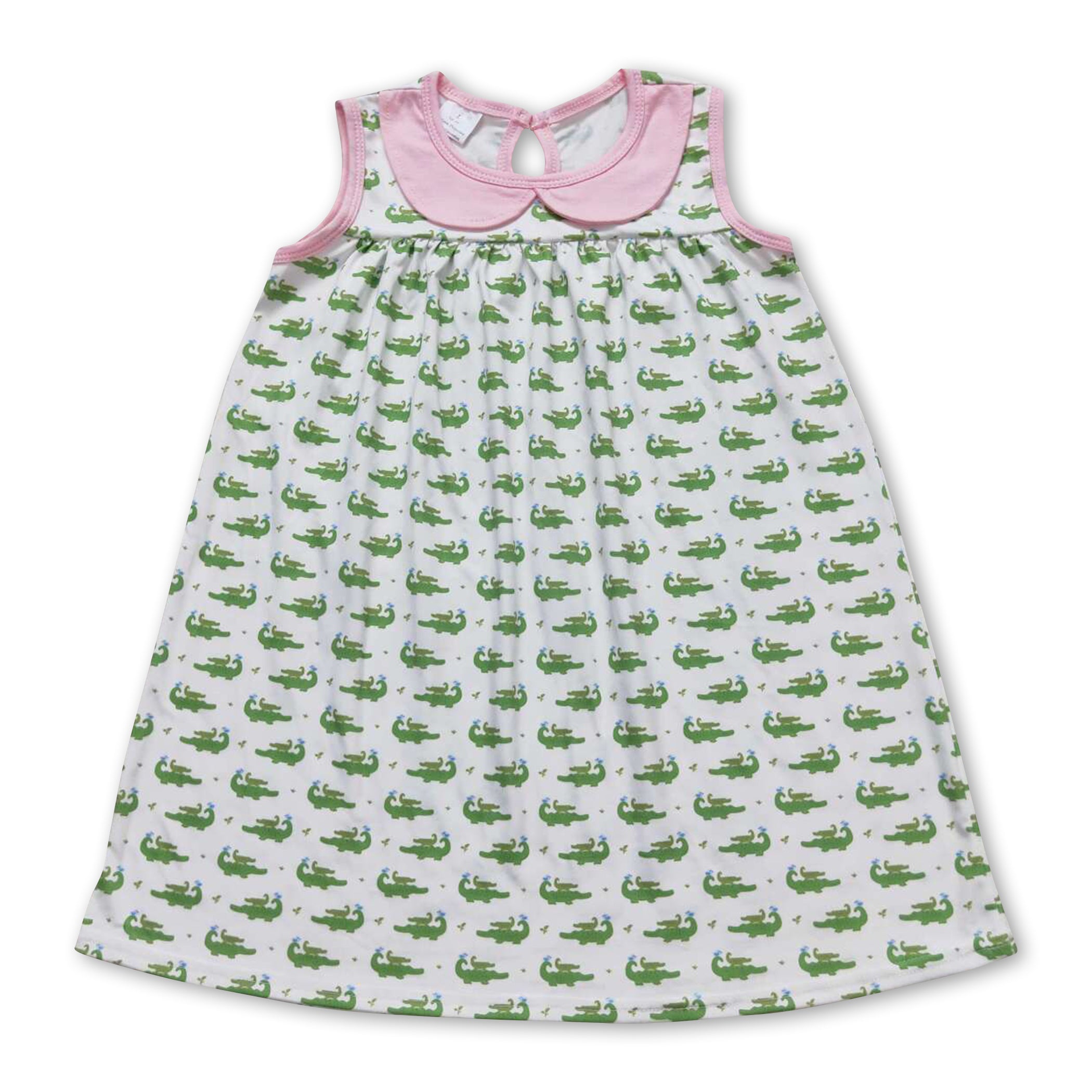 Pink sleeveless crocodile baby girls summer dress