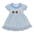 Short sleeves stripe chicken baby girls dresses