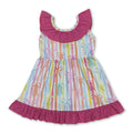 Sleeveless colorful stripe bows ruffle baby girls dresses