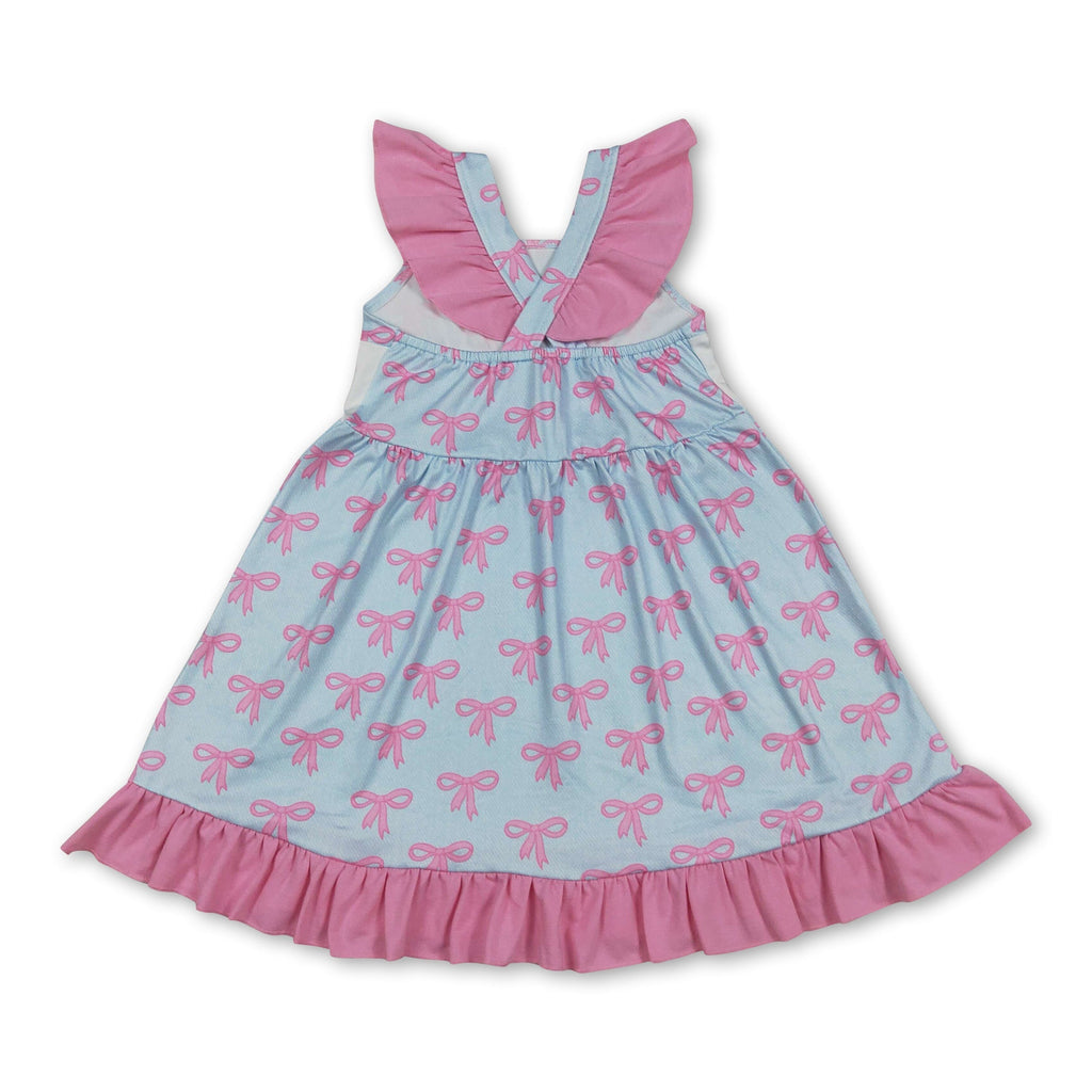 Flutter sleeves mama's girl bows kids ruffle dresses