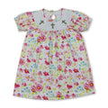 Floral short sleeves cross smocked baby girls Easter dress