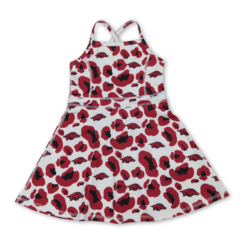 Straps leopard hogs kids girls team athletic dresses