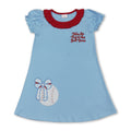 Short sleeves baseball bow kids girls dresses