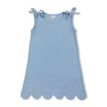 Sleeveless light blue cotton scallop girls summer dress