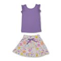 Sleeveless lavender top floral skirt girls active wear set