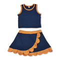 Sleeveless navy orange scallop girls team active wear set