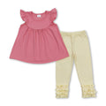 Pink flutter sleeves tunic icing ruffle leggings girls clothes